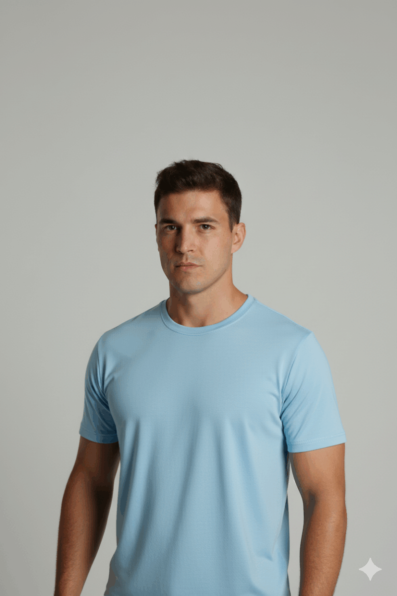 Cuello redondo celeste